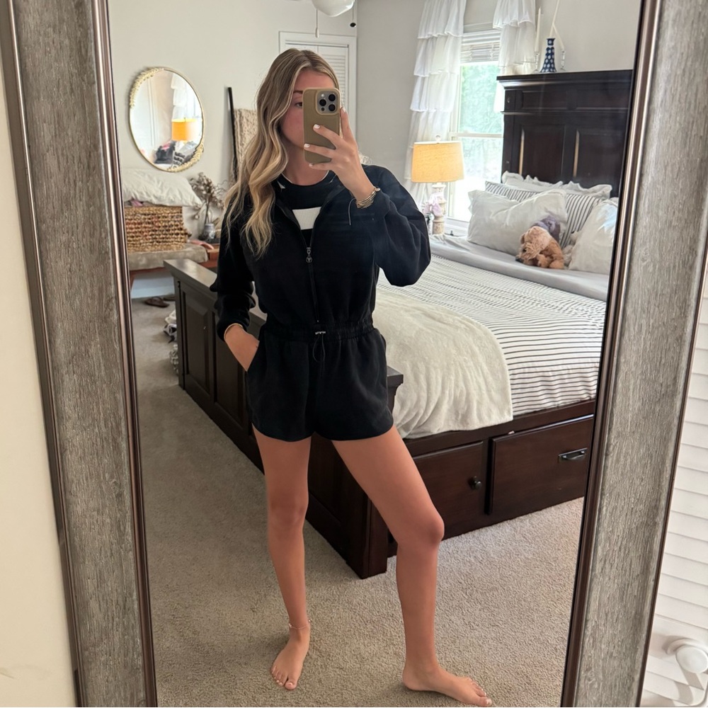 Black athletic Sweat romper